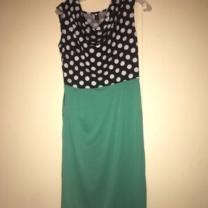 Polka dot black and green dress